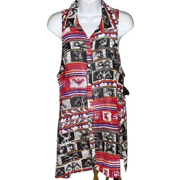 NWT Show Me Your Mumu Caz Collared Top Large Wild Wyoming Button Front $132 - Picture 3 of 10